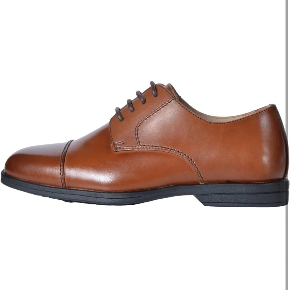 Florsheim Kids Reveal Cap Toe Ox, Jr. Toddler Cognac Leather Boys Size 10M